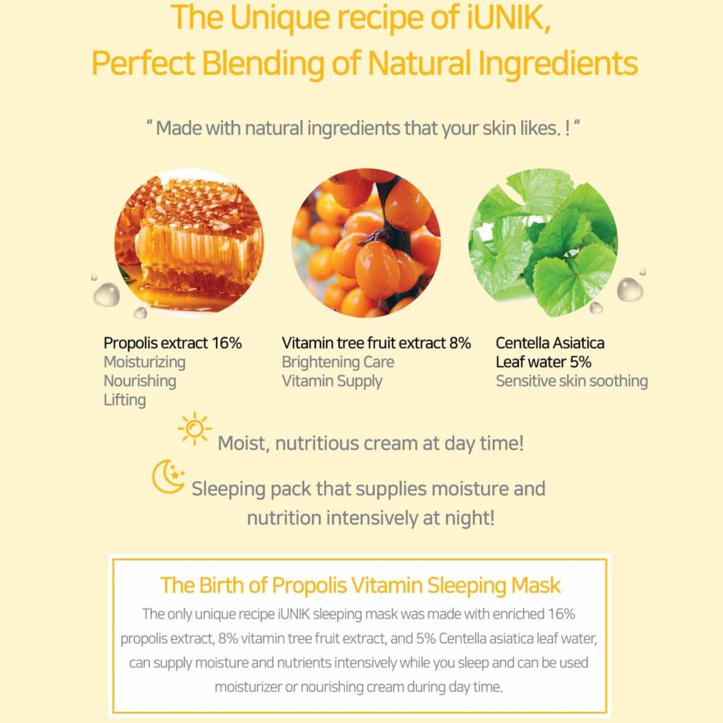 Propolis Vitamin Sleeping Mask – Voedend & Herstellend 60ml