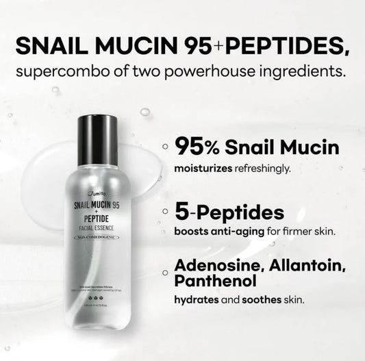 Snail Mucin 95 + Peptide Essence – Hydraterend & Herstellend 50ml