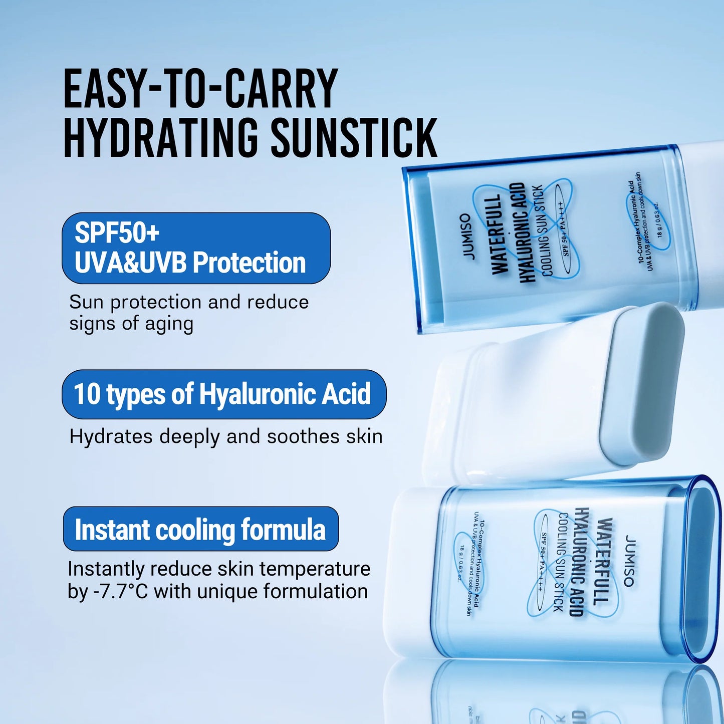 Waterfull Hyaluronic Acid Cooling Sunstick – Hydraterende Zonbescherming