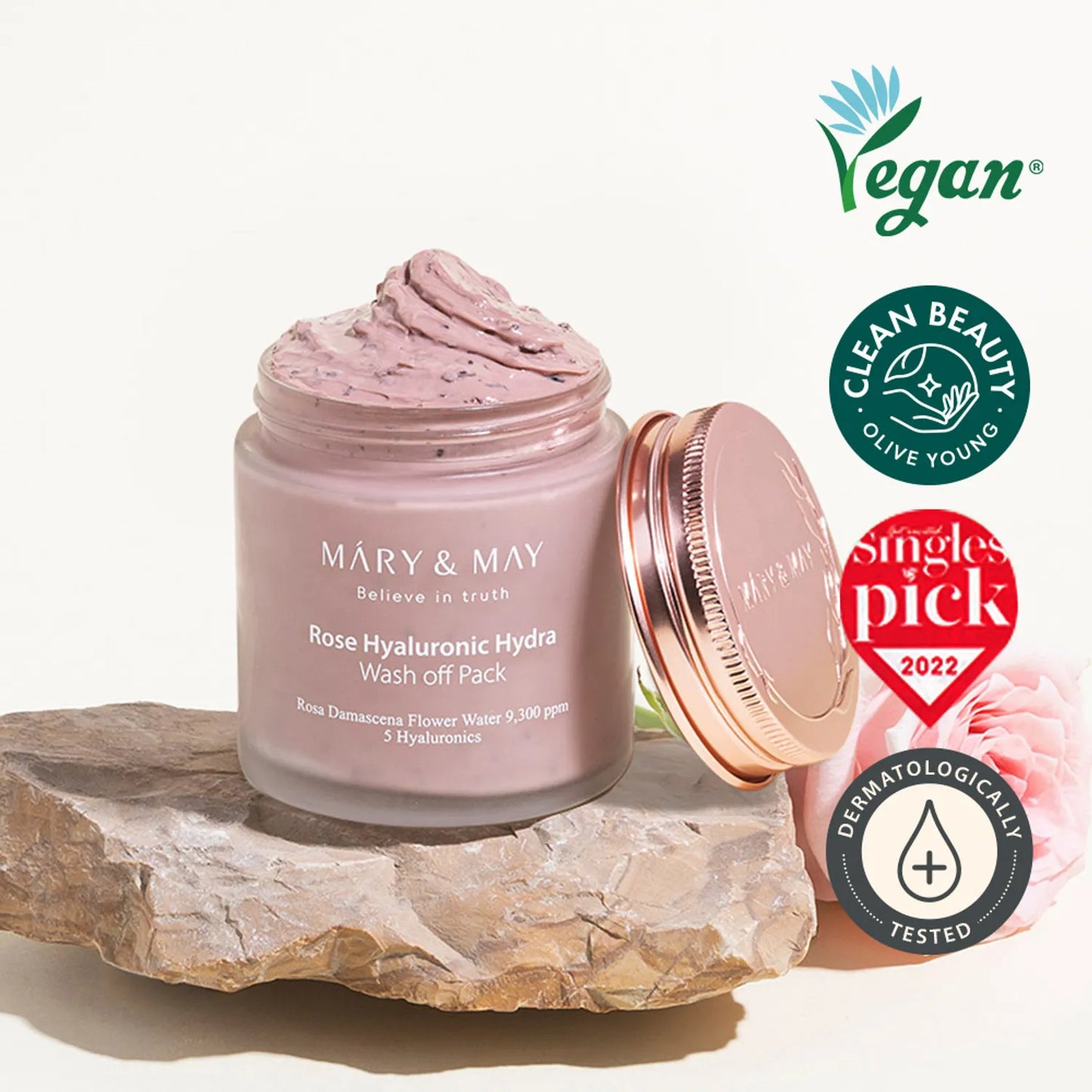 Rose Hyaluronic Hydra Wash Off Pack 125g verzacht & hydrateert met rozen & hyaluron