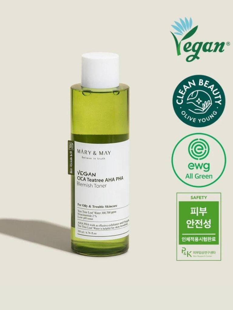 Vegan CICA Tea Tree AHA PHA Toner 200ml kalmeert & exfolieert