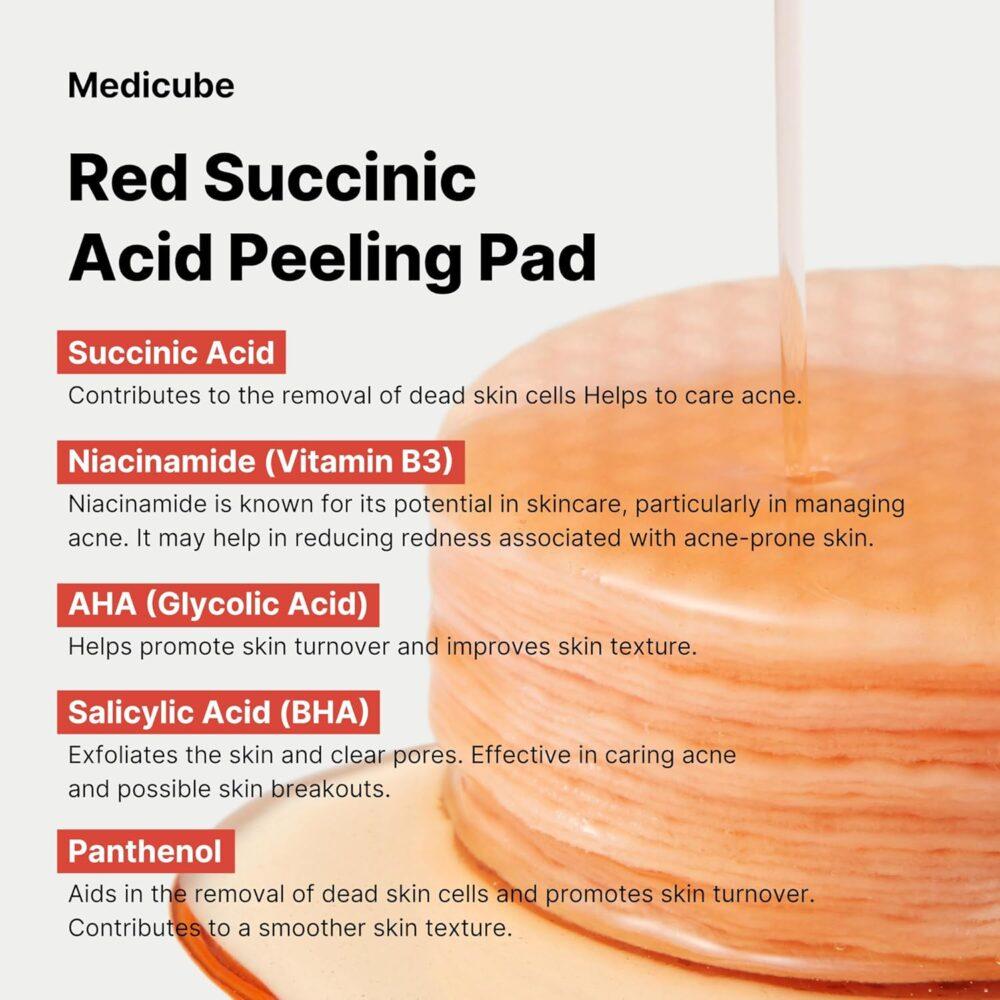 Red Succinic Acid Peeling Pad (70 stuks)