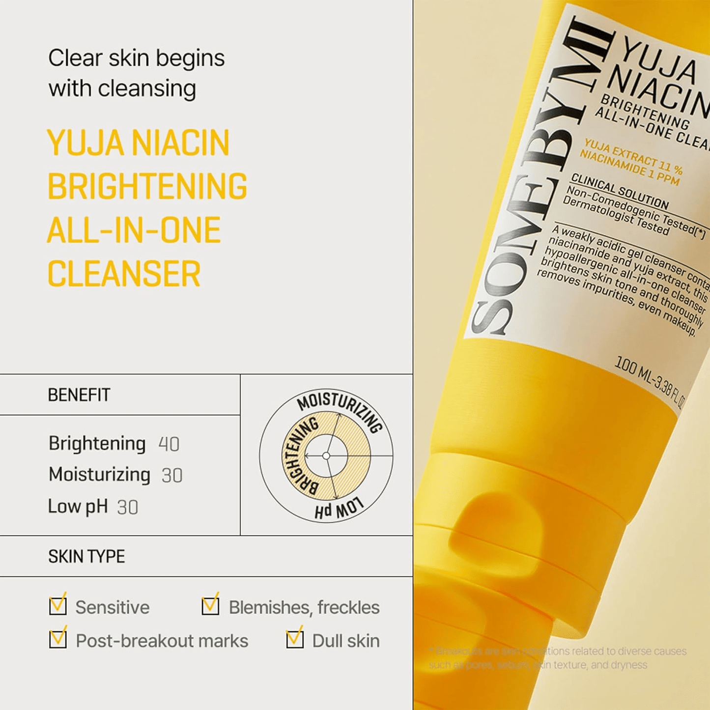 Yuja Niacin Brightening All-in-One Cleanser 100ml - verheldert en revitaliseert