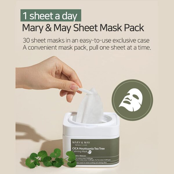 CICA Tea Tree Masker – kalmeert & herstelt dagelijks (30 stuks)