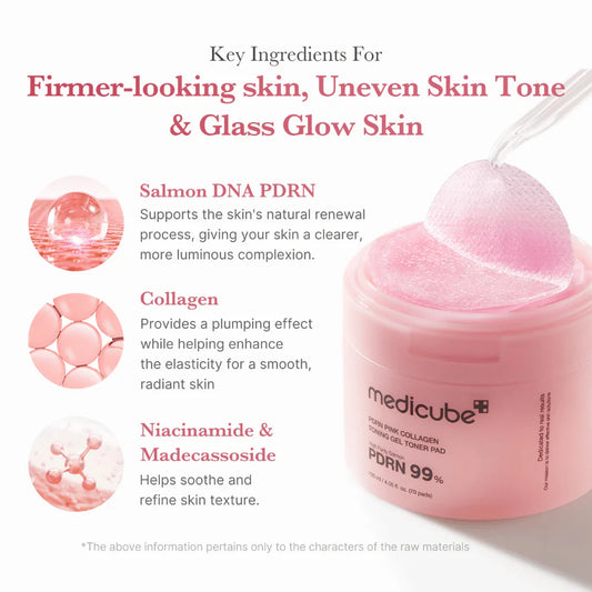 PDRN Pink Collagen Toning Gel Toner Pad (70 stuks)